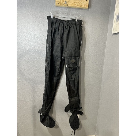 Harley Davidson Mens PVC Rain Pants Boot Covers Black Reflective Sz S - Picture 1 of 9